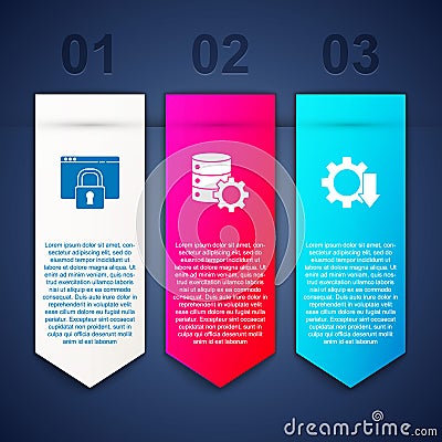 Set Secure your site with HTTPS, SSL, Server and gear and Cost reduction. Business infographic template. Vector Vector Illustration
