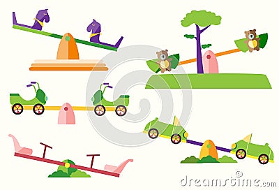 Set of see saw on playgrounds,Vector illustrations Stock Photo