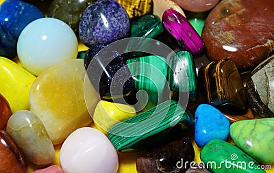 Set of Semi-precious gemstone. Beautiful gemstones minerals. image of many semiprecious stones closeup Stock Photo