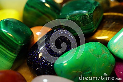 Set of Semi-precious gemstone. Beautiful gemstones minerals. image of many semiprecious stones closeup Stock Photo