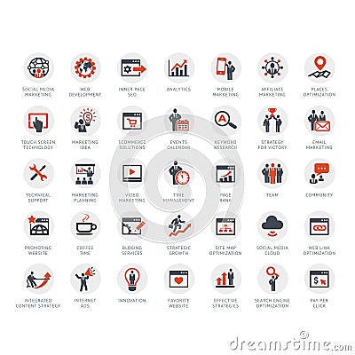 Set of SEO and Marketing icons Vector Illustration
