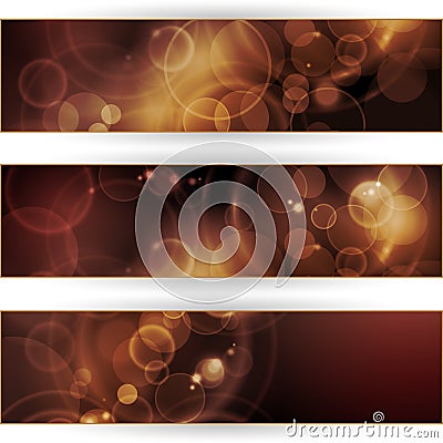 Set of sepia tone bokeh banners Vector Illustration