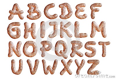 Set of sesame bread roll capital letter alphabet Stock Photo