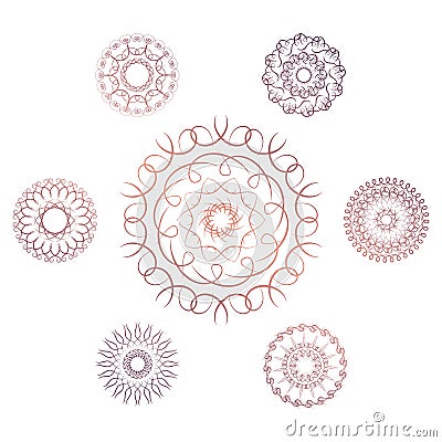 Set of seven geometric circular elements Vector Illustration