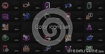 Set of Shields, Handout and Report checklist line icons. For design. Vector Vector Illustration