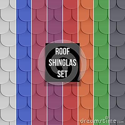 Set of Shingles roof seamless patterns Vector Illustration