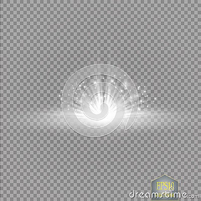 Set. Shining star, the sun particles and sparks with a highlight effect Vector Illustration