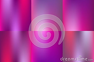 Set of shiny metallic nacre pink purple gradient background. Elegant chic curtain texture. Bright abstract . Vector Illustration