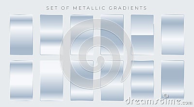 Set of shiny silver gradients Vector Illustration