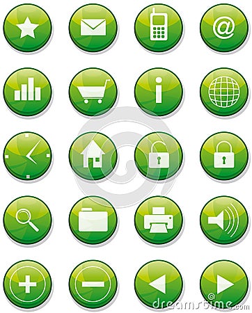 Set of shiny web buttons Vector Illustration