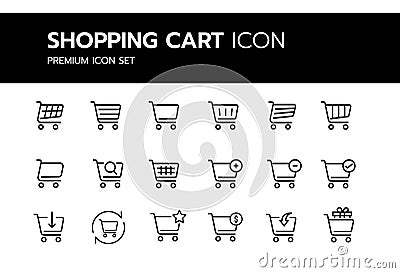 Set of shopping cart icons. Collection of web icons for online store Vector Illustration