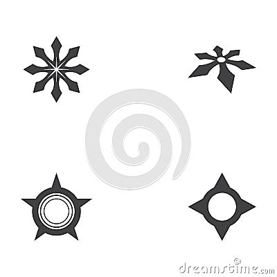 Set Shuriken icon illustration vector flat design Vector Illustration