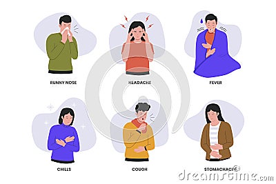 Set of sick people characters Vector Illustration