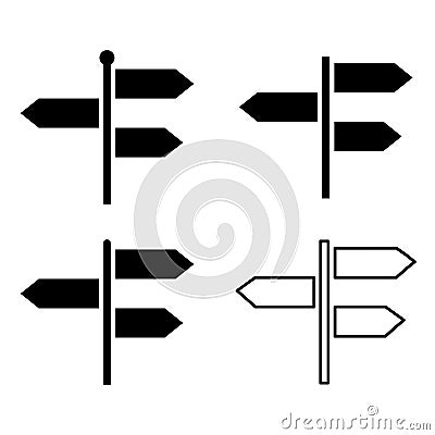 Set of signpost street vector illustration, collection of road arrow symbol isolated on white background, web pointer Vector Illustration