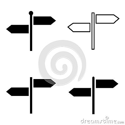 Set of signpost street vector illustration, collection of road arrow symbol isolated on white background, web pointer Vector Illustration