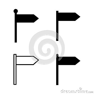 Set of signpost street vector illustration, collection of road arrow symbol isolated on white background, web pointer Vector Illustration