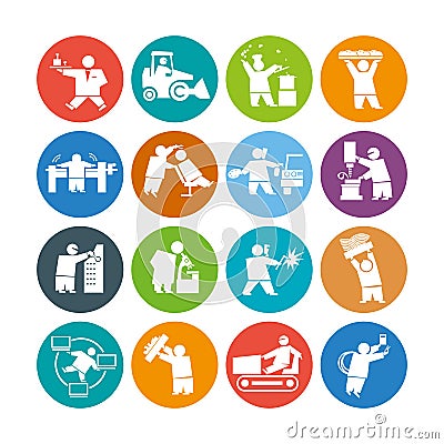 A set of signs of various working professional specialties Vector Illustration