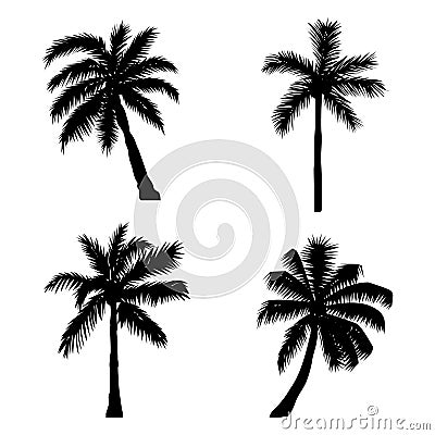 set of silhouette coconut trees, natural sign, vector illustration Vector Illustration