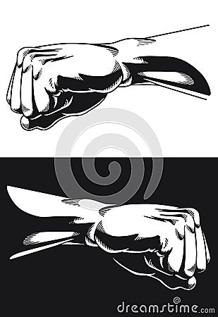 Silhouette Fist Clenched Punch Strong Bodybuilder Vector Illustration