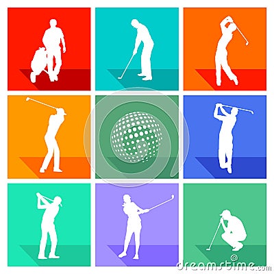 Set of silhouetted golf signs Vector Illustration