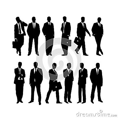 Set of silhouettes of business people in suit Vector Illustration