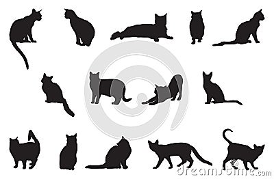 Set of silhouettes of cats vector illustration Vector Illustration