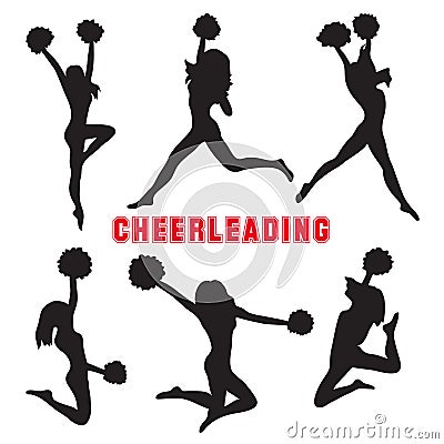 Set of silhouettes of cheerleaders Vector Illustration