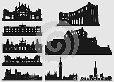 Set of silhouettes city skylines illustration Vector Illustration