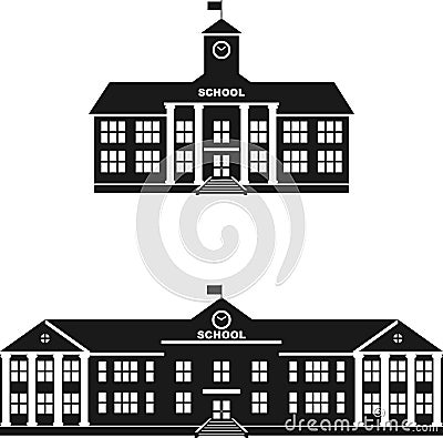 Set of silhouettes classical school building Vector Illustration