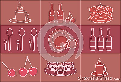 Set of silhouettes dessert objects Vector Illustration