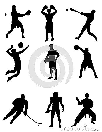 A set of silhouettes of different sports. Cartoon Illustration