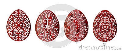 Set of silhouettes of Easter eggs for cutting, stamping and decoration Vector Illustration