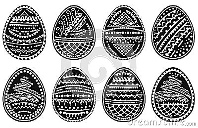 Set of silhouettes of Easter eggs. Vector illustration. Vector Illustration