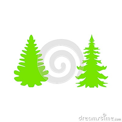 Set of Silhouettes of fir-trees in vector format. Vector illustration. Christmas tree set Cartoon Illustration