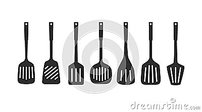 Set of silhouettes of kitchen spatulas, vector illustration Vector Illustration