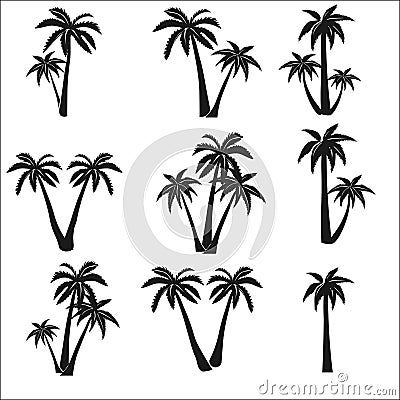 Set of silhouettes of Palms Vector Illustration