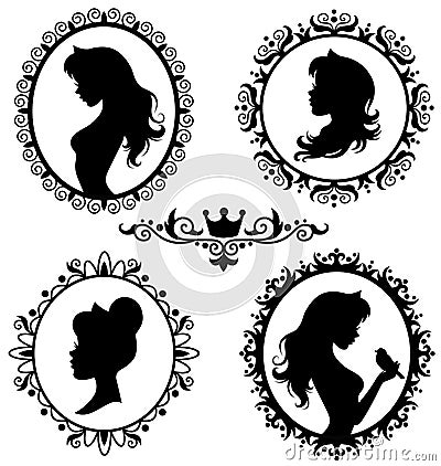 Set of silhouettes of princess Vector Illustration