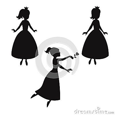 Set of silhouettes of princess. Vector Illustration