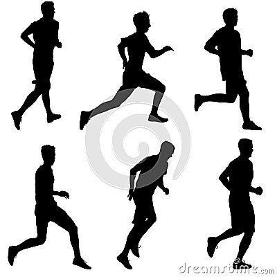 Set of silhouettes. Runners on sprint, men. vector illustration Vector Illustration