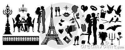 Set of silhouettes for Valentine's day. Vector Illustration. Vector Illustration