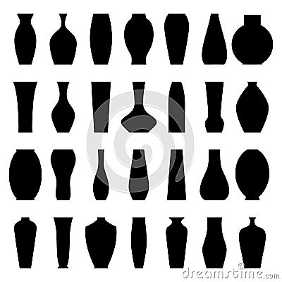 Set of silhouettes of vases, vector illustration Vector Illustration