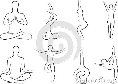 Set of silhouettes yoga Vector Illustration