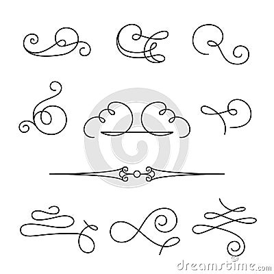 Set of simple calligraphic swirls and dividers Vector Illustration