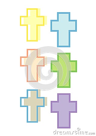 Set of simple cross shapes Vector Illustration