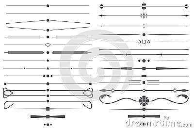 Set of Simple Decorative Page Dividers and Design Elements. Stock Photo