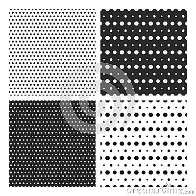 Set of simple dotted patterns. Vector Illustration