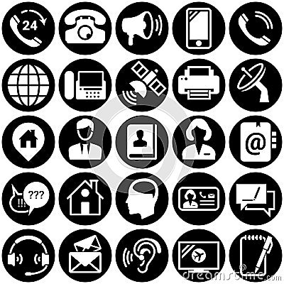 Set of simple icons on a theme Contact, connection, communication devices, vector, design, collection, flat, sign, symbol,element Vector Illustration