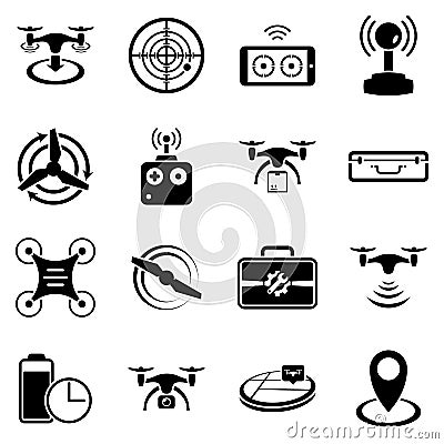 Simple vector icons. Flat illustration on a theme drone Vector Illustration