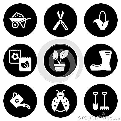 Set of simple icons on a theme Garden, garden, farming, vector, set. White background Vector Illustration
