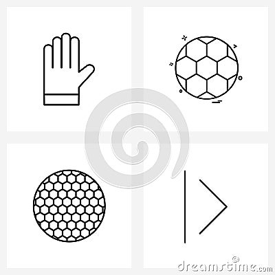 Set of 4 Simple Line Icons of gloves; honey; garments; sports games; direction Vector Illustration